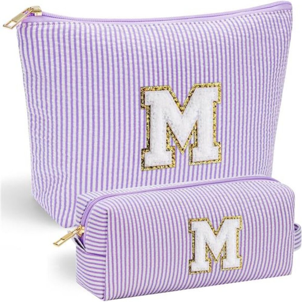 Purple Cute Travel Makeup Bag - Preppy Makeup Bag Sweet 16 Gifts Sister